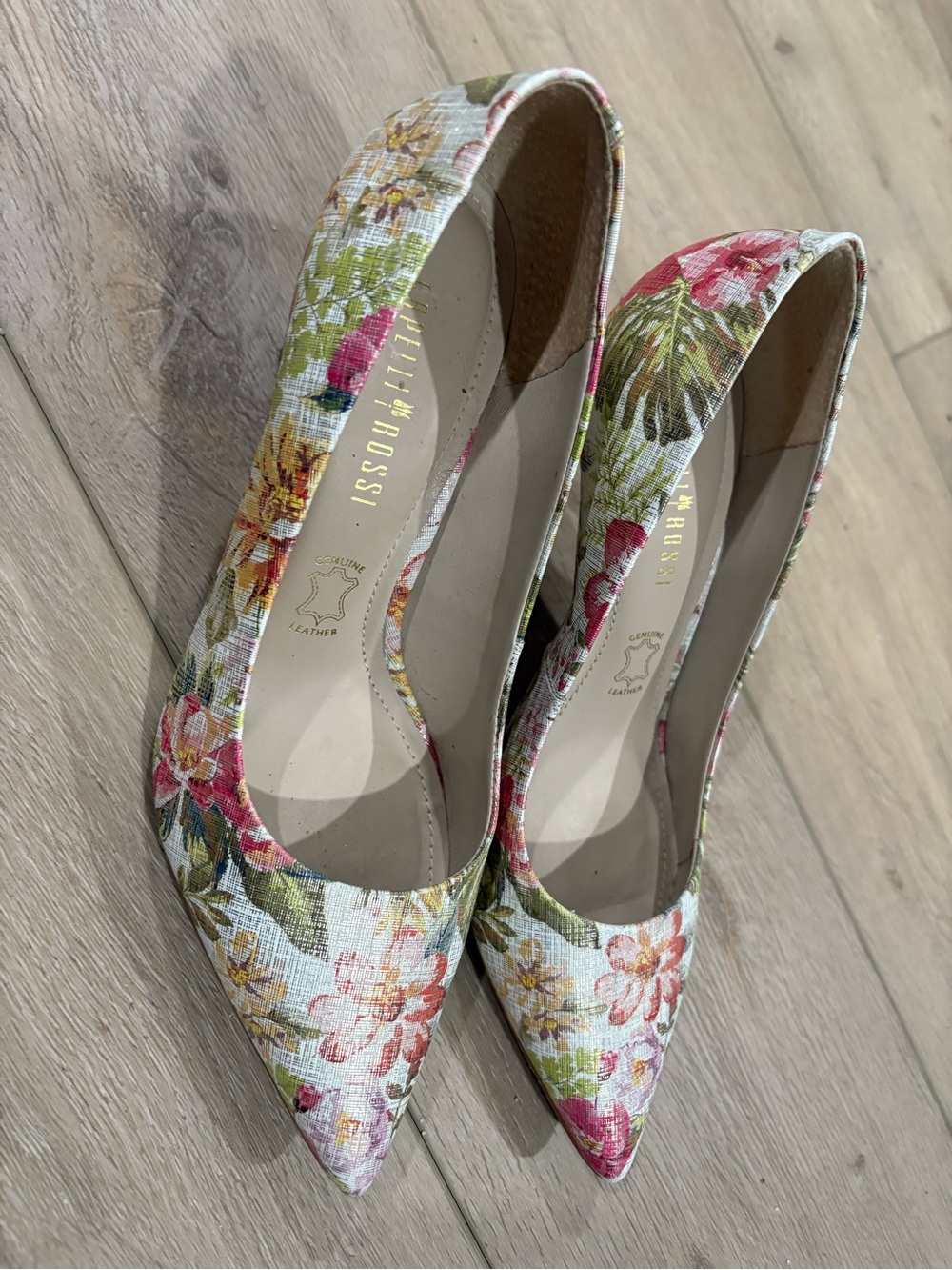 Floral Pointed-Toe Pumps - Pink & Green